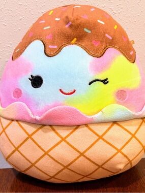 Glady the Squishmallows Rainbow Ice Cream Cone Plush - Brown, Pink, Yellow, Blue